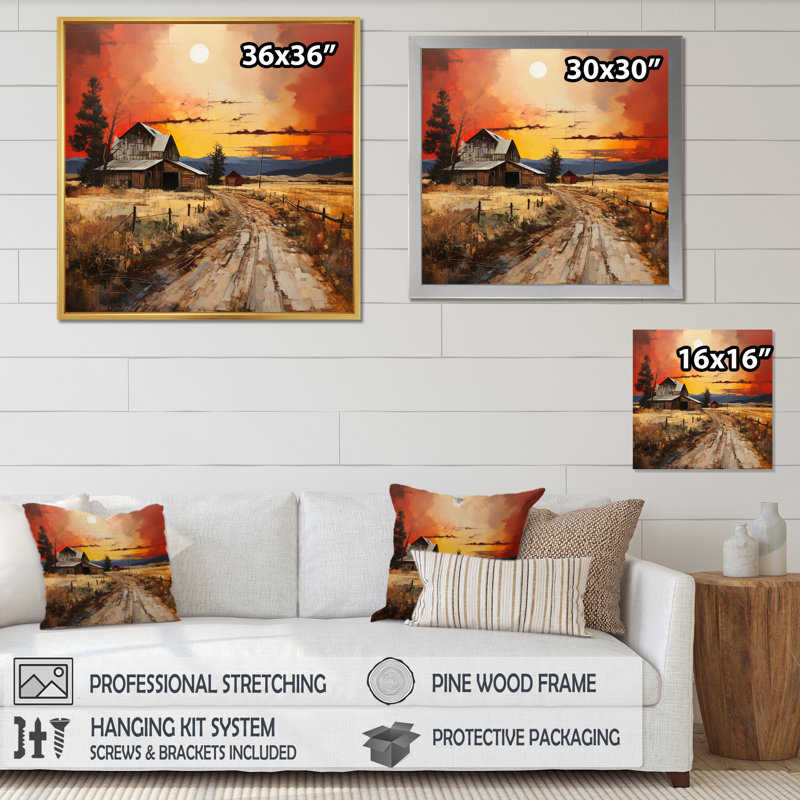 Impression sur toile Barns, H 30 po x l 30 po x P 1 po, Cadre simple noir