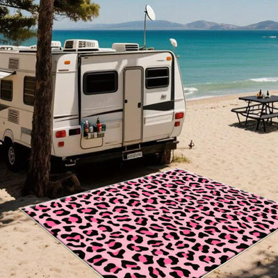 Pink And Black Leopard Print Area Rug, Soft And Lightweight, Suitable For All Seasons, Easy To Maintain And Easy To Clean, Machine Washable Carpet Floor Mat, Living Room, Bedroom, Dining Room, Balcony, Hallway, Room Decor, Home Decor, Outdoor Decor