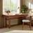 59" Solid Red Oak Writing Desk With Hidden Storage Drawers