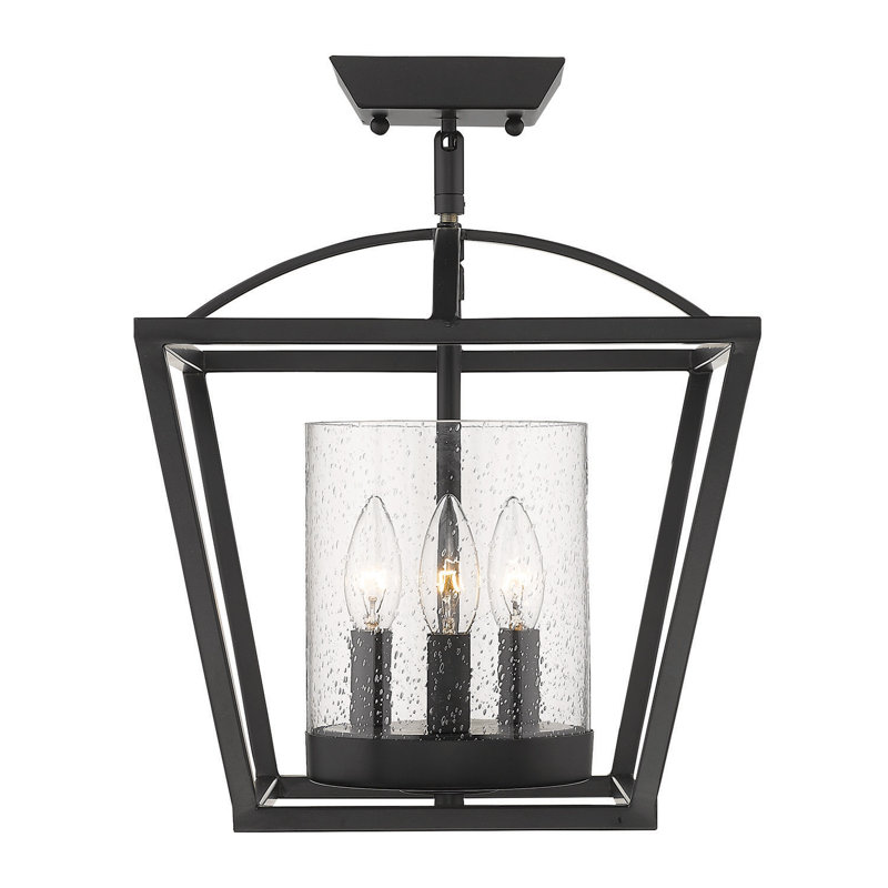 Skegness Glass Semi Flush Mount, Matte Black