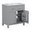 Meuble-lavabo de 30 po avec lavabo en céramique. Armoire grise. 2 portes et tablette en U. Fermeture en douceur. Améliore la capacité de rangement du support simple. Offre suffisamment d'espace-1941731355