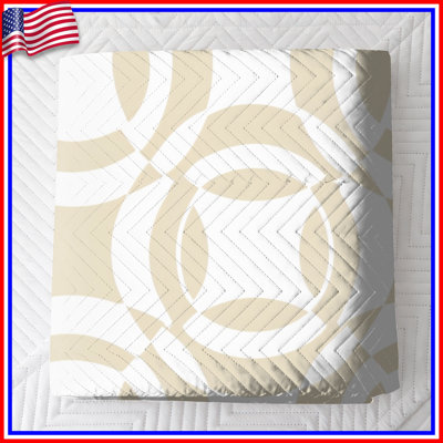 Beige Circular Pattern Quilted Bedspread All Sizes