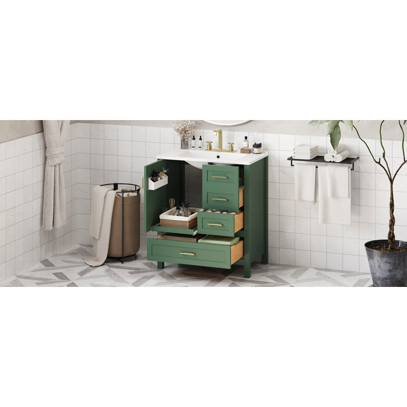 Ensemble de meuble-lavabo avec lavabo, Vert
