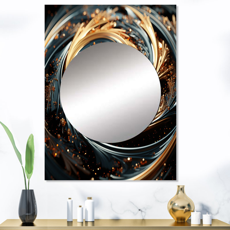 Or et vert hypnotique spirale abstraite II, 40 po x 30 po