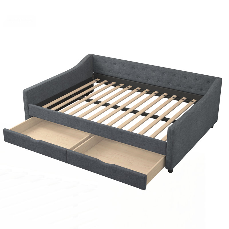 Full Size Daybed with Drawers, Dark Gray