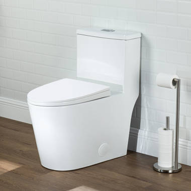 Swiss Madison SM-1T205 White Sublime 0.8 / 1.28 GPF Dual Flush One Piece Elongated Toilet With Push Button Flush