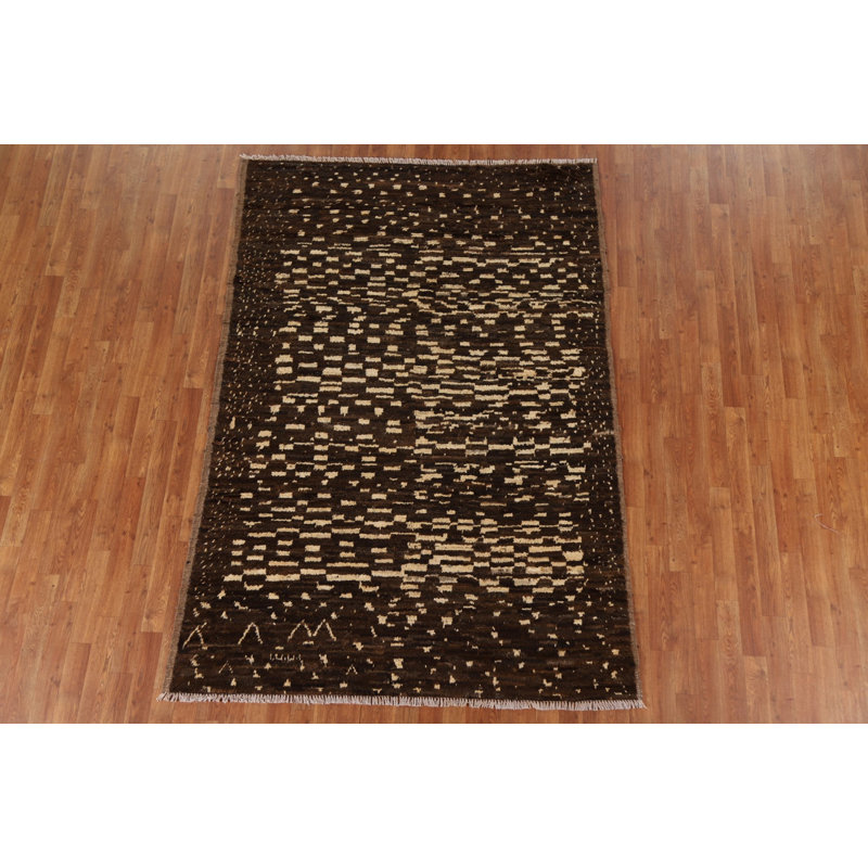 One-of-a-Kind Rectangle 5'5" x 7'9" New Age Rectangle Wool Area Rug in Brown