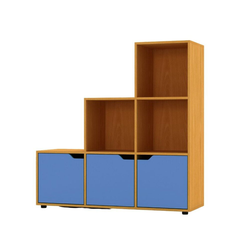 Jackeline 89 cm W Cube Bookcase, 95cm H x 89cm W x 29cm D, Brown/Blue