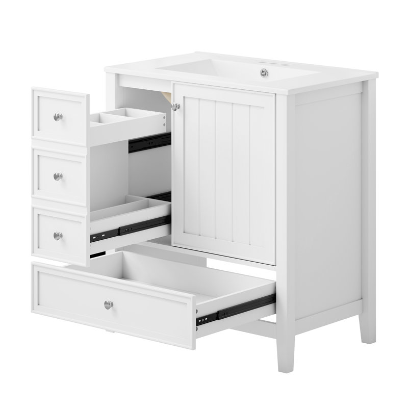 Meuble-lavabo 30 po avec lavabo en céramique, Blanc
