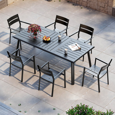 Hokku Designs 6 - Person All-aluminum Rectangular Outdoor Dining Set (Set of 7)