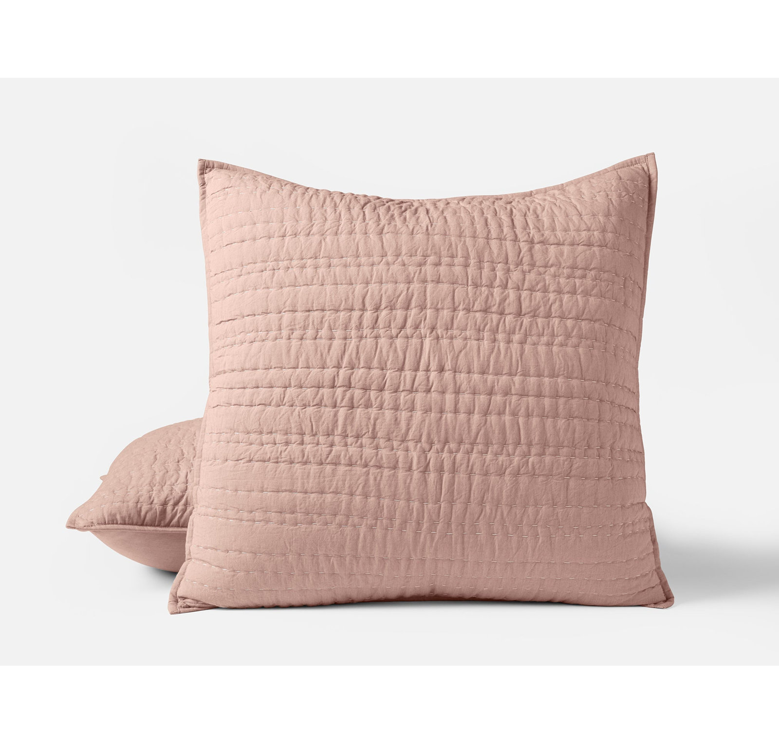 Channel Handstitched Organic Cotton Shams, Praline Chambray