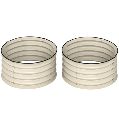 Ensemble de 2 jardinières rondes en métal blanc doux Soft