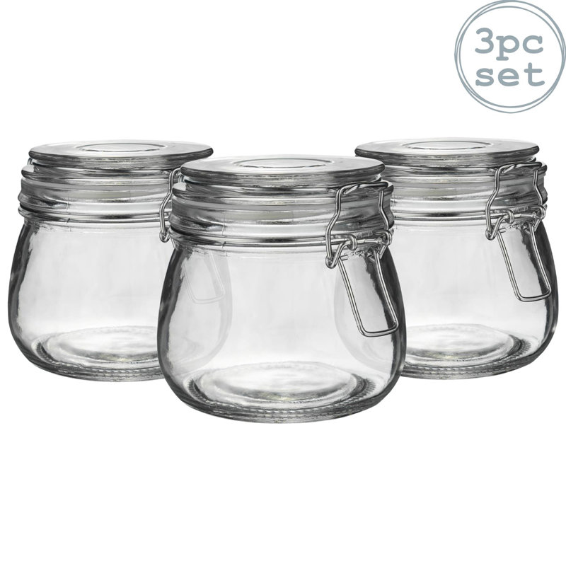 Argon Tableware - Glass Storage Jars - 500ml, Clear