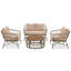 Ensemble de conversation d'extérieur 4 personnes d'inspiration bohémienne avec coussins amovibles, ensemble de conversation pour patio avec plateau en bois, beige