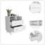 Commode à deux tiroirs, deux tablettes ouvertes, plateau, quatre pieds - blanc-330437398