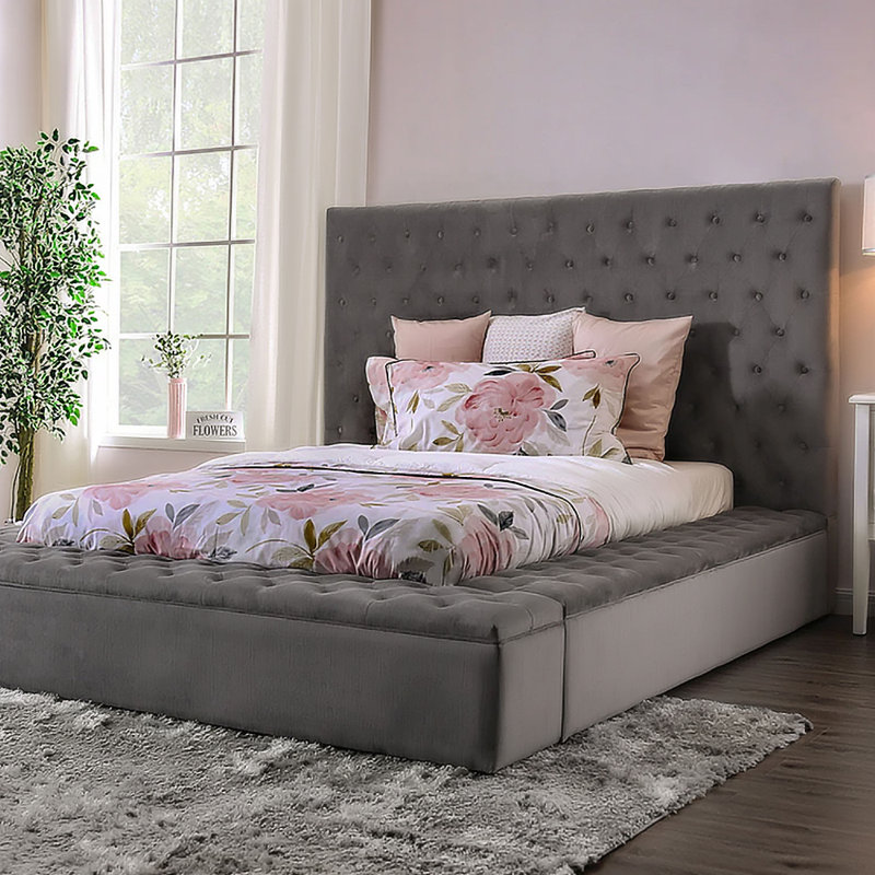Chambre à coucher Eagleville avec finition noire, Gris, Très grand