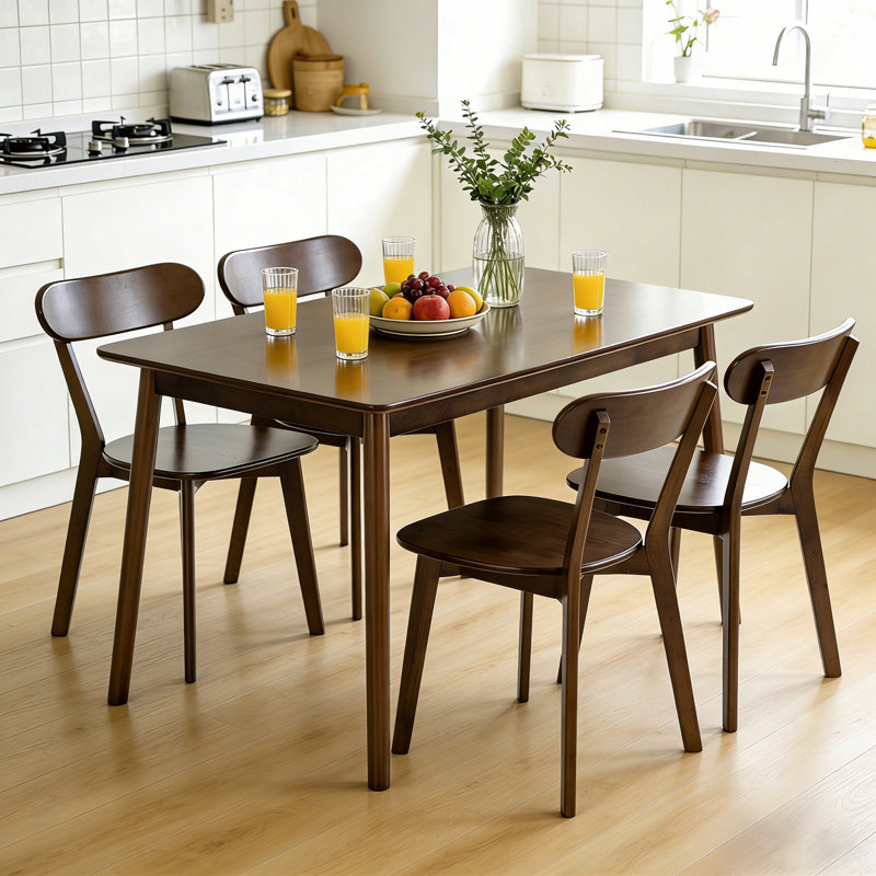 Table de salle à manger moderne en bois massif de style Mid-Century, table de cuisine rectangulaire de 47 pouces avec coins arrondis, finition noyer, peut accueillir 2 à 4 personnes, facile à assembler pour les petits espaces de salle à manger