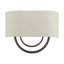 Grande applique dorée 2 lumières ADA avec abat-jour en tissu avoine fabriqué à la main avec tissu blanc à l'intérieur-1084118596