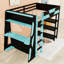 Lit mezzanine double avec bureau latéral, éclairage à DEL et tablettes de rangement-520634822