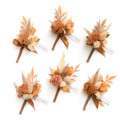 Boutonnière pour homme, boutonnière pour garçons d'honneur 6 pièces, fleurs artificielles pour décoration de mariage / bal / retour à la maison