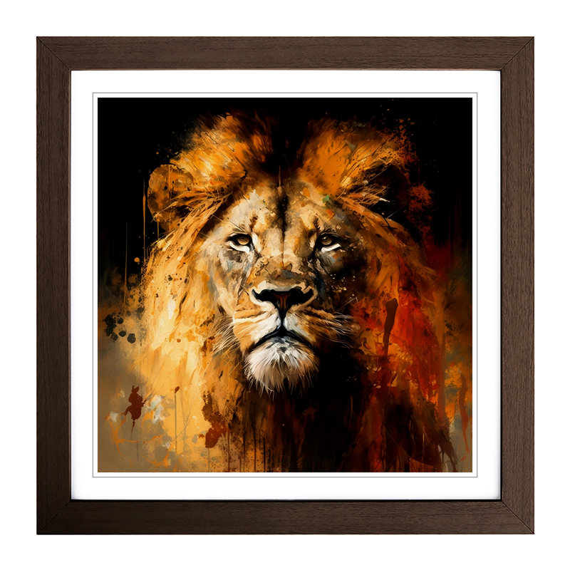 Lion Expressionism - Framed Print, Walnut