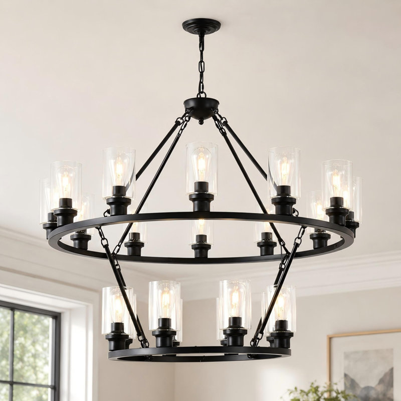 40" 2-Tier Wagon Wheel Chandelier