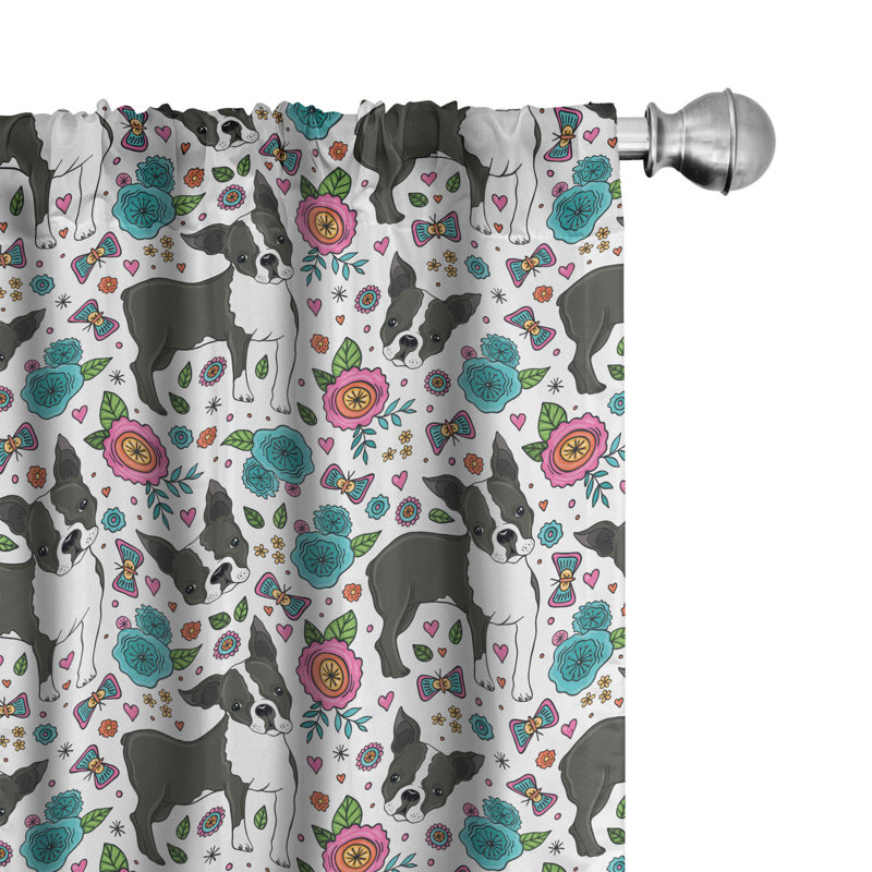 Dogs Semi-Sheer Rod Pocket Curtain Panels, 28" x 84"