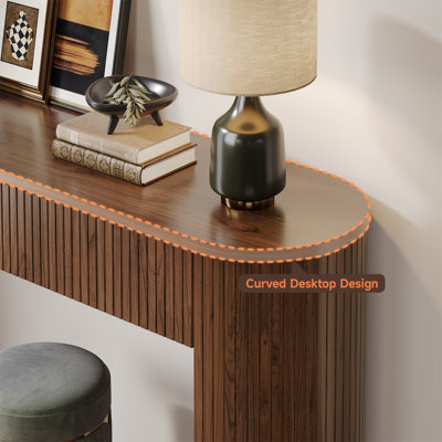 Console 55 po Tambour avec plateau de table ovale pour vestibule de vestibule