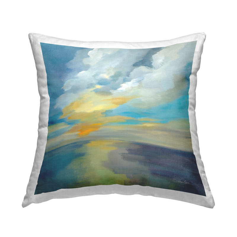 Coussin décoratif abstrait à motif de nuages abstraits par Silvia Vassileva