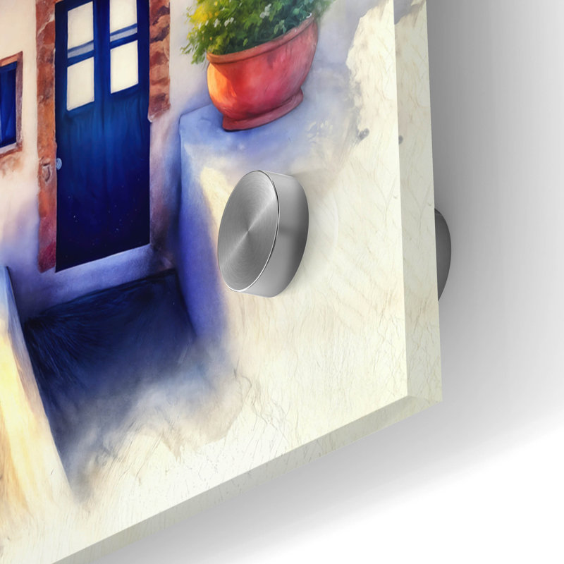  «Santorini Watercolor» par Rey Klimt, art mural en verre acrylique, 48 po x 24 po