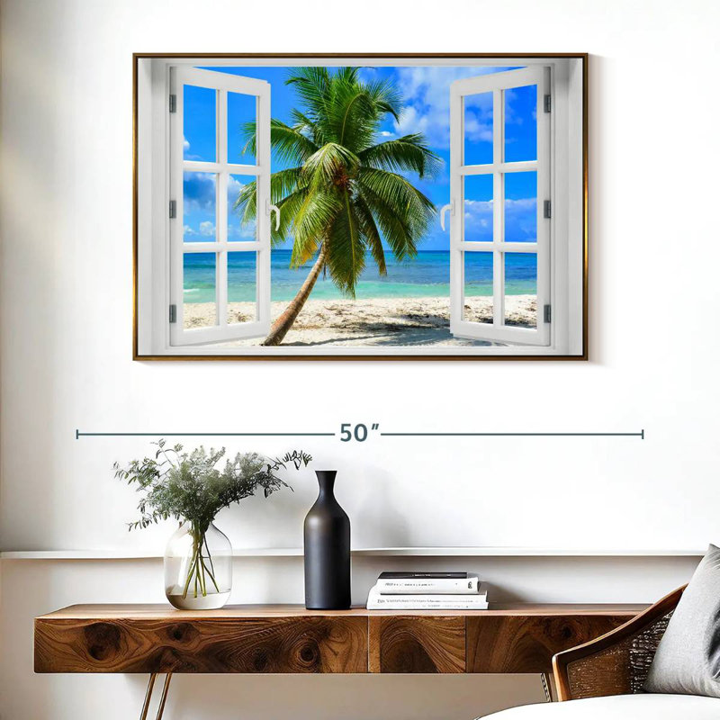De la fenêtre à l'Axe des Fêtes, Cadre flottant doré, 40 po x 27 po