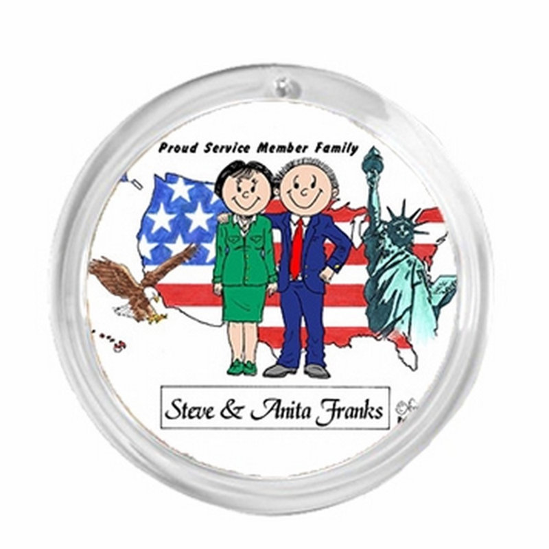 Ornement rond personnalisé de Noël: couple patriotique, Oui
