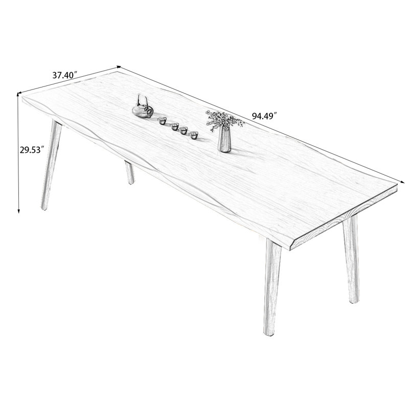 Brown Rectangular Solid Wood Dining Table, 29.53"H x 94.49"L x 37.4"W