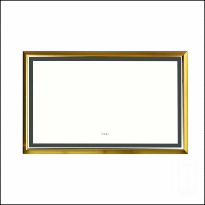 Miroir de salle de bain à DEL avec cadre en aluminium, meuble-lavabo mural, antibuée, mémoire, 3 couleurs, gradation continue