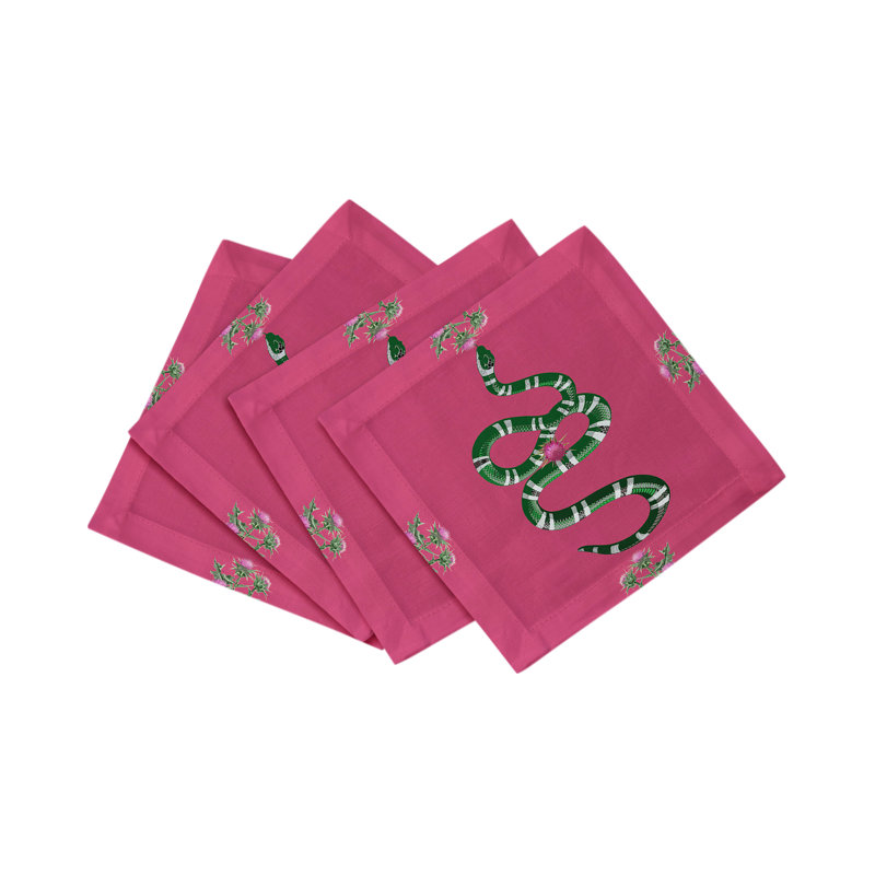 Cotton Blend Square Napkins, Pink