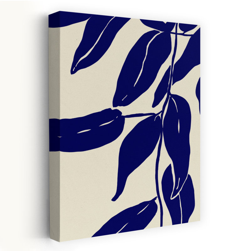 Indigo, feuilles, danse, abstrait, minimaliste, poisson, côtier, nature, art mural, H 36 po x l 24 po
