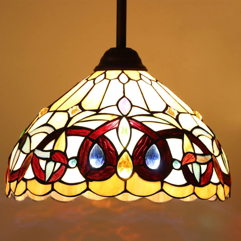 Mini-luminaire suspendu en verre coloré style rustique Tiffany