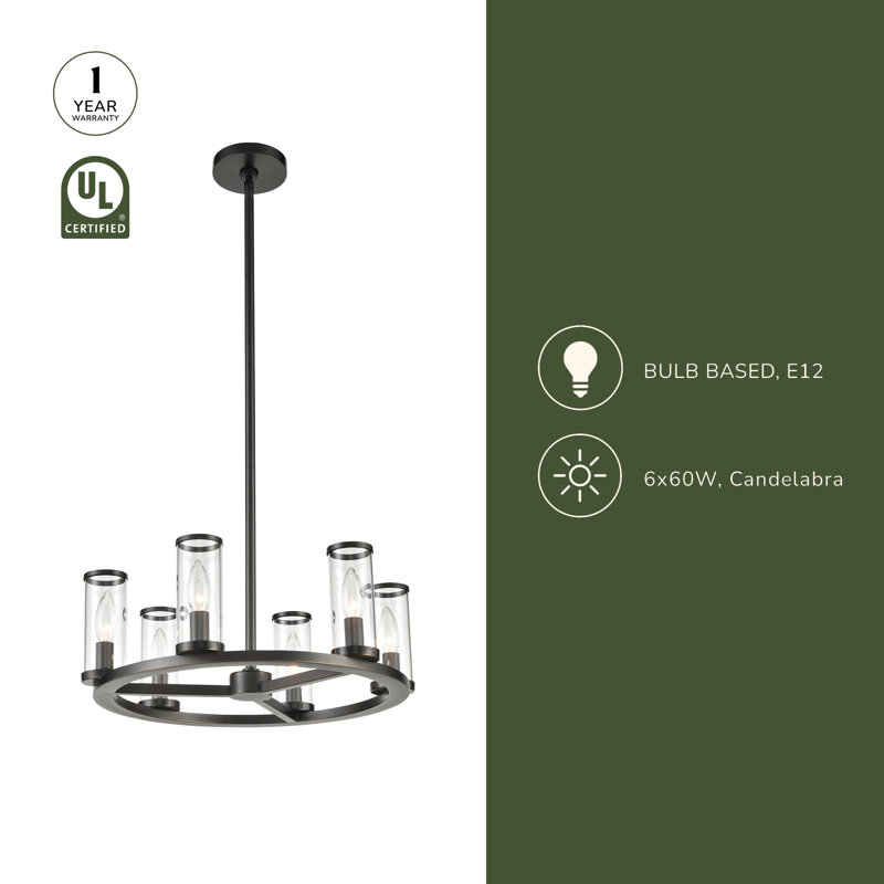 Revolve 6 - Light Chandelier, Polished Nickel