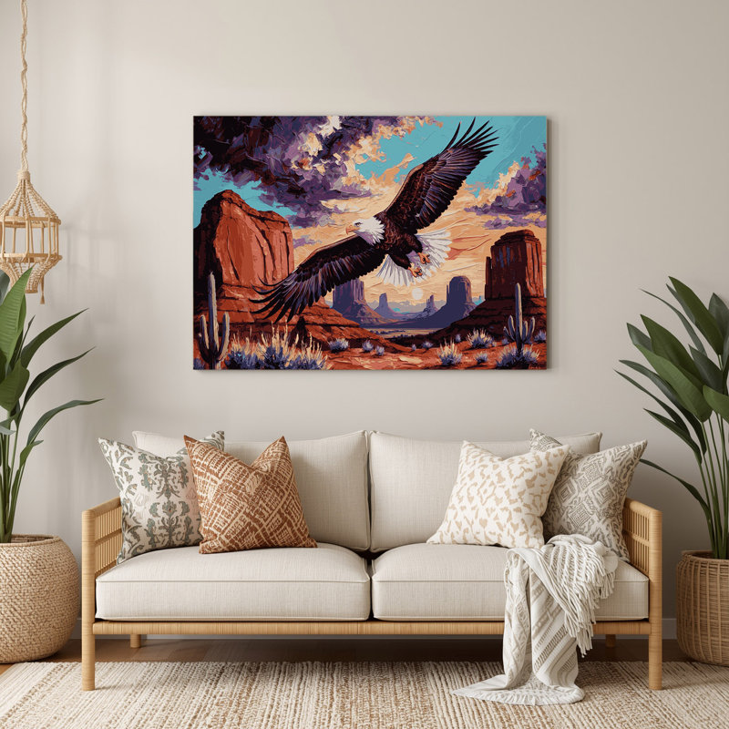 Art mural en métal du sud-ouest, oiseaux de proie, brun, H 132 po x l 168 po x P 0,05 po