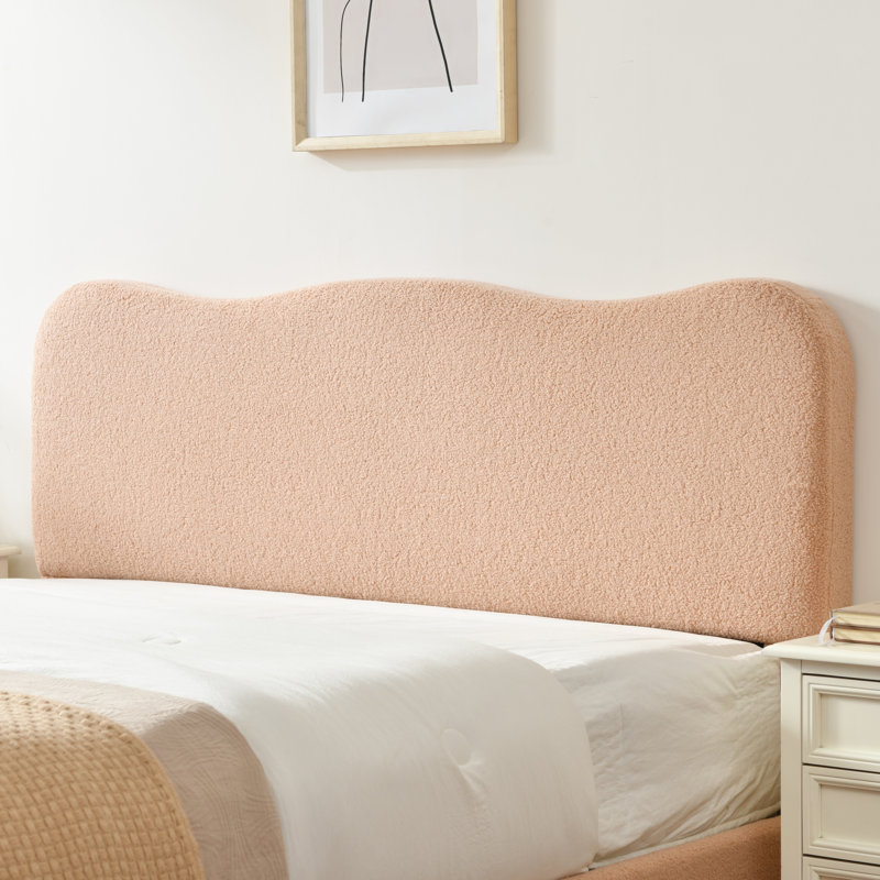 Lit plateforme tapissier Bensu Boucle, Grand, Rosé