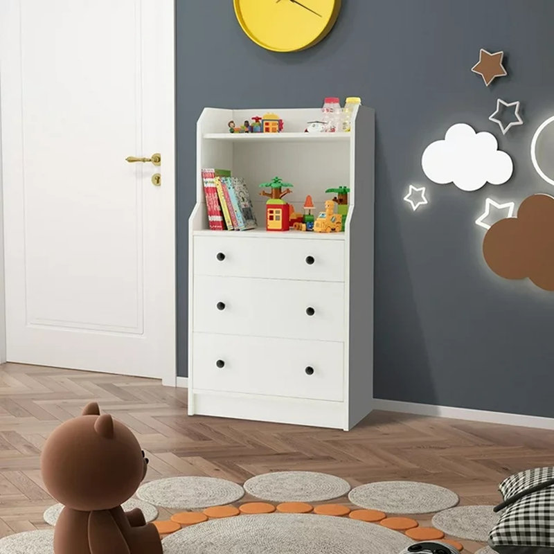 Commode 3 tiroirs Quantasha, Blanc