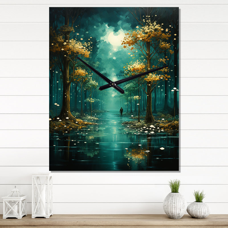 Karsyn - Horloge murale moderne paysage et nature, H 32 po x l 16 po x P 1 po