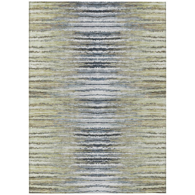 Tapis extérieur lavable rayé beige et taupe 5 pi x 8 pi beige