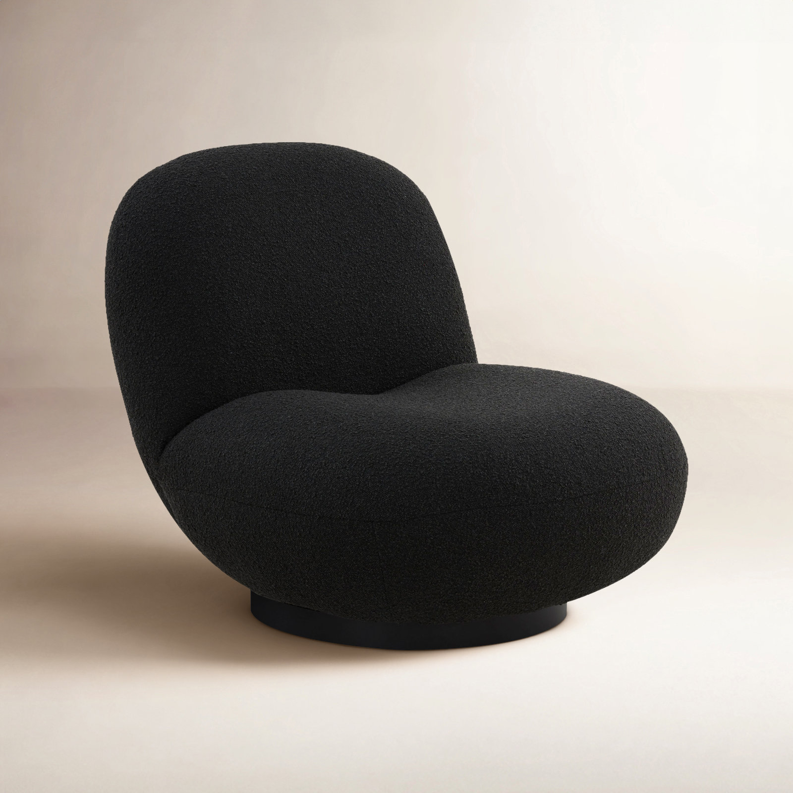 Slipper Chair, Black Boucle