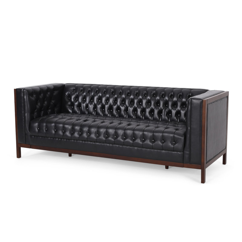 Arely 79'' Faux Leather Sofa, Midnight Faux leather