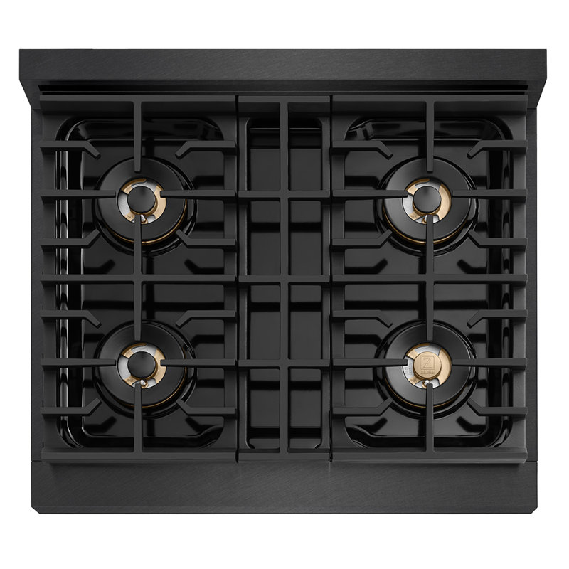 ZLINE 30 in. Paramount Gas Range with 4 Burner DuoPro Cooktop in Black Satin Stainless Steel, Black Satin