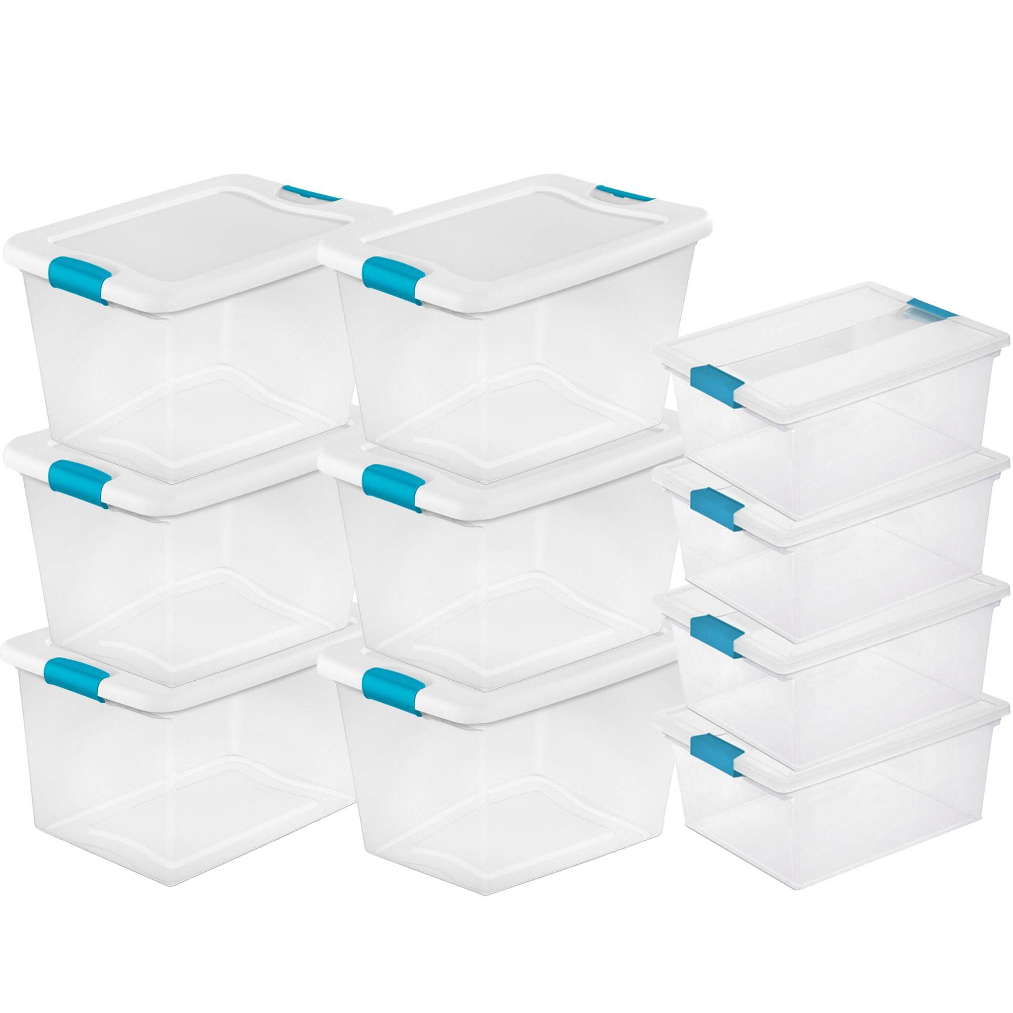 Sterilite 160 Qt Latching Stackable Wheeled Storage Box Container W/ Lid, 2  Pack