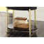 Table de bout élégante avec base en noyer foncé et comptoir en faux marbre blanc or avec tablette ouverte