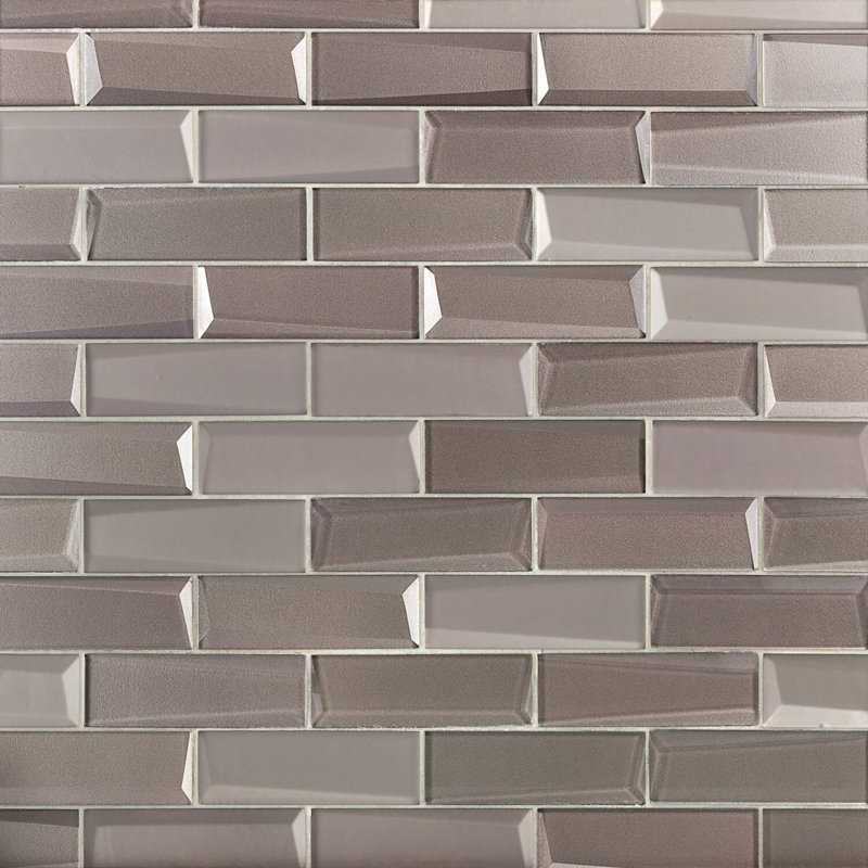 Remington 3D Bricks Bronze Glass Mosaic Tile, Sepia Gray