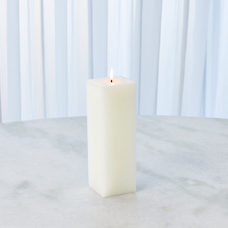 Bougie carrée à pilier carré, non parfumée, 3 po x 9 po